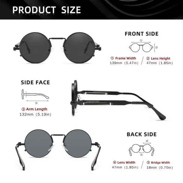 KINGSEVEN Original Designe Sonnenbrille Gothic Punk Polarisierte Männer UV400 Gläser Frauen Runde Rahmen Retro Outdoor Sommer Brillen 4