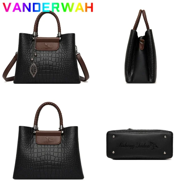 Marke Leder 3 Schichten Alligator Umhängetasche für Frauen Weibliche Schulter Messenger Sac Luxus Designer Damen Handtaschen 5