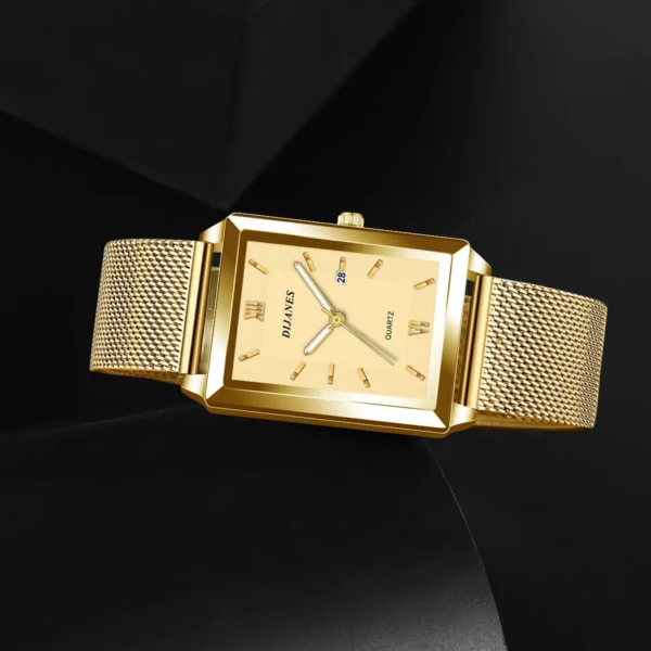 Top Marke herren Uhren Luxus Fashion Square Quarz Armbanduhr Wasserdicht Kalender Silber Gold Uhr für Männer Reloj Hombre 5