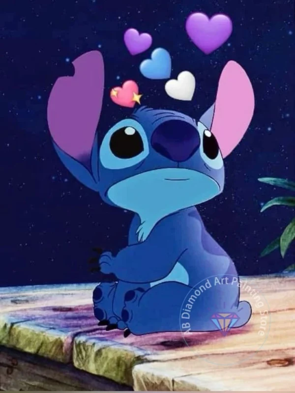 Stitch Lilo & Stitch 5D-Diamant-Malerei-Set zum Selbermachen, Diamant-Stickerei, Kreuzstich, handgefertigte Kunst, Geschenk, Basteln, Heimdekoration