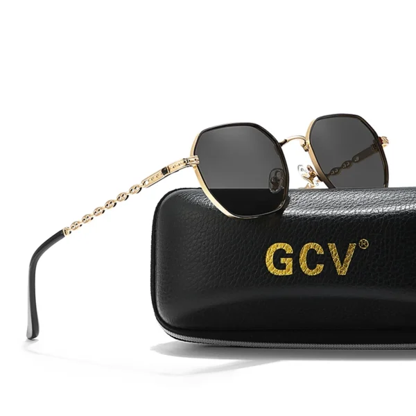 Klassische Retro-Damenbrille der Marke GCV mit rechteckigem, quadratischem Metallrahmen, Sonnenbrille, Polaroid-Gläser, Box Oculos De Sol Gafas 2