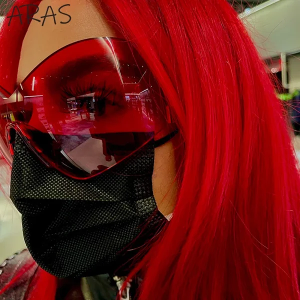 Übergroße Steampunk randlose Sonnenbrille Männer Frauen großen Rahmen y2k Punk Schmetterling Schild Sonnenbrille für Dame 2000's Brille Brille 6