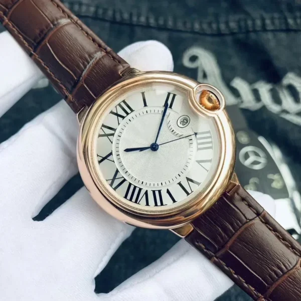 Hochwertige automatische mechanische Ballonuhr für Herren und Damen, Rom-Zifferblatt, blau, weiß, silberfarben, Goldkollektion, 904L-Edelstahl 3