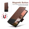 Kunstleder Wireless Charging Kartenhalter Ständer Brieftasche Magnetische Flip Cover Handyhülle für Samsung Galaxy S25 Ultra S24 S23 S22 6