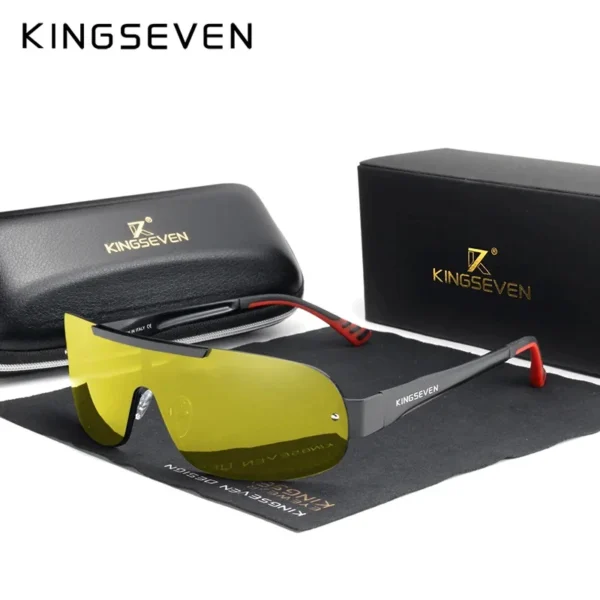 KINGSEVEN Sonnenbrille für Herren, Aluminium, HD, polarisiert, UV400-Brille, integrierte Spiegellinse, Brillen, Nachtsicht 3