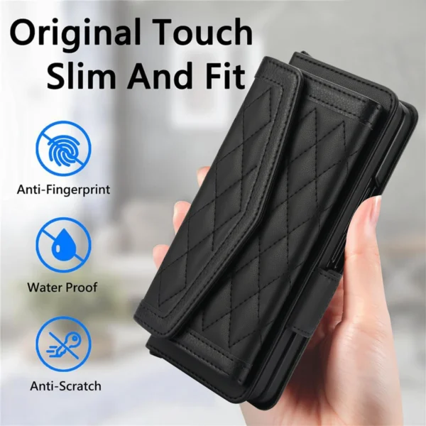 Luxus-Kartensteckplatz-Handyhalter-Ledertasche für Samsung Galaxy Z Fold 6, 5, 4, 3, mit S-Pen-Halter, Riemen, Umhängetasche, Brieftasche, Etui 2