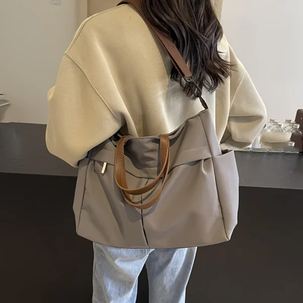 Stilvolle Damen-Einkaufstasche aus Nylon mit zwei Taschen und großem Fassungsvermögen für Pendler 3