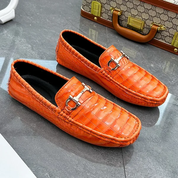 Hochwertige Schlangen leder Herren Slipper grün Luxus Herren Freizeit schuhe Komfort leichte Macasin Schuhe für Herren plus Größe 48 3