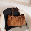 Damen-Umhängetasche aus Wildlederimitat, modische Vintage-Wildleder-Einkaufstasche, große Kapazität, Tasche mit Griff oben, Damen-Reise-Pendler-Handtaschen