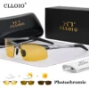 CLLOIO Top Anti-Glare Tag Nacht Vision Gläser Männer Fahren Polarisierte Sonnenbrille Aluminium Randlose Photochrome Reiten Brille UV