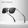 VEITHDIA Marke Herren-Sonnenbrille, quadratisch, Edelstahl, hochauflösende Nylonlinsen, polarisierte Brille mit UV400-Schutz 8210