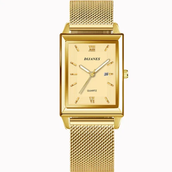 Top Marke herren Uhren Luxus Fashion Square Quarz Armbanduhr Wasserdicht Kalender Silber Gold Uhr für Männer Reloj Hombre 6