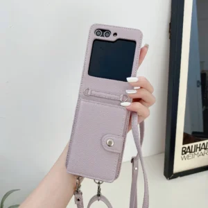 PU-Leder-Crossbody-Geldbörse mit Kartenhalter, Handyhülle für Samsung Galaxy Z Flip 5, 4, 3, Flip5, Flip4, Flip3, 5G, stoßfeste Abdeckung