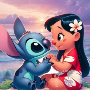 Stitch Lilo & Stitch 5D-Diamant-Malerei-Set zum Selbermachen, Diamant-Stickerei, Kreuzstich, handgefertigte Kunst, Geschenk, Basteln, Heimdekoration