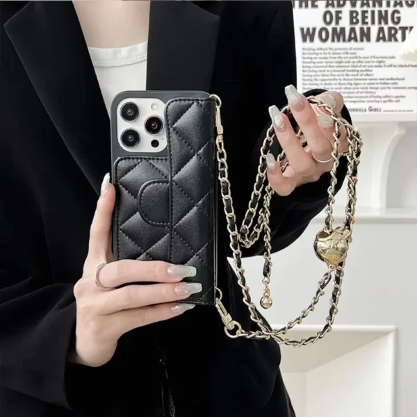 Brieftasche mit Kartensteckplatz-Halter, Umhängetasche für iPhone 16 Pro Max 15 14 Plus 13 12 11, verstellbares Lanyard aus PU-Leder 3