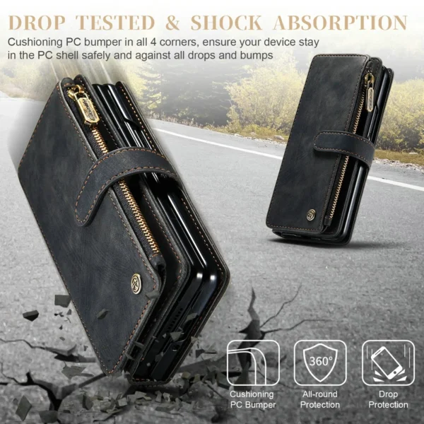 Busniess Zipper Wallet Case für Samsung Z Fold 5 4 3 Handyhülle für Samsung S23 Ultra S22 Plus S21 FE S20 12 A13 A53 A54 5G Hülle 5