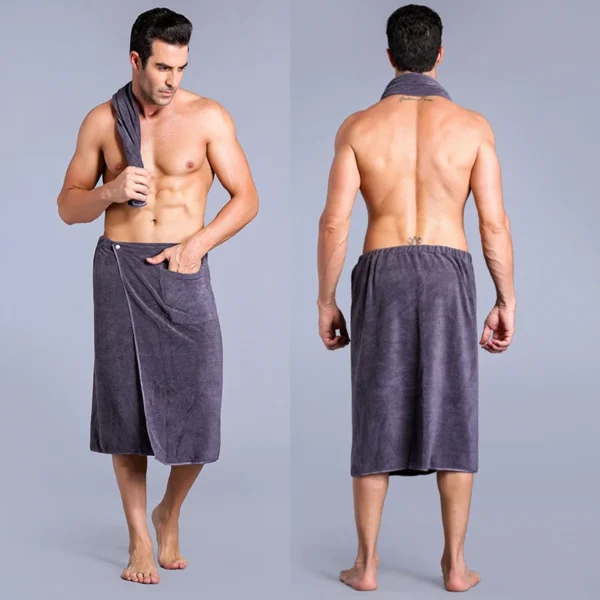Verstellbarer sexy Herren-Baderock, tragbares Herren-Badetuch, weich, saugfähig, geeignet für Sauna, Spa, saugfähiges Strandtuch für Erwachsene 5