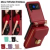 Lanyard Leder Reißverschluss Brieftasche Kartensteckplatz Handyhülle für Samsung Galaxy Z Flip 6 5 4 3, Lanyard Geldbörse Tasche Flip Stand Cover Back Bag