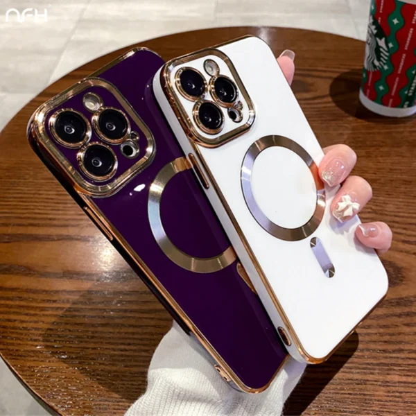 Für iPhone 15 Pro Max Luxus Magsafe Magnetische Beschichtung Rahmen Telefon Fall Für iPhone 11 12 13 14 15 16 plus Objektiv Schutzhülle 2
