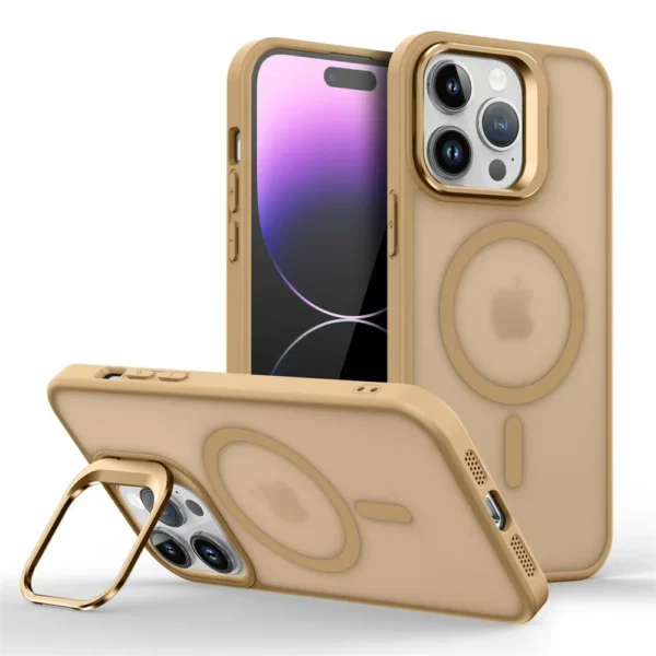 Luxury Magnetic Shockproof Phone Case For iPhone 16E16 15 14 13 mini 12 11 Pro Max Plus Funda Stand Glass Lens Protection Cover 3