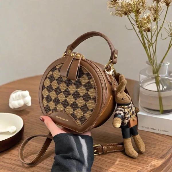 Damentasche für Damen, modisch, luxuriös, Designer-Reißverschluss, kleine Handtaschen für Damen, Leder, Orbicular-Umhängetasche, Trend-Anhänger 4