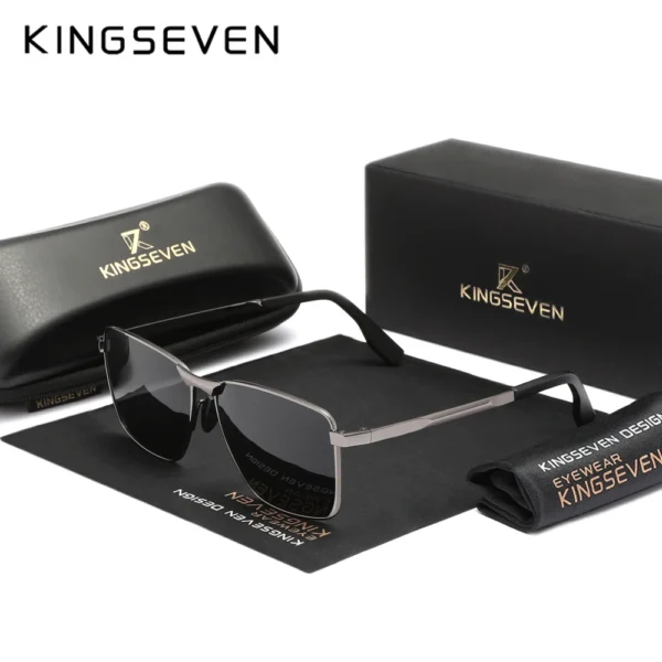 KINGSEVEN Klassische Sonnenbrille Männer Rechteck Legierung Rahmen Gläser Polarisierte UV400 Casual Trendy Fahren Brillen 2