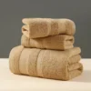 Dopamin-Handtuch-Set, Hand + Gesicht + Badetuch. Solides weißes, kaffeefarbenes, saugfähiges Strand-Talalla aus 100 % Baumwolle, 70 x 140 cm, für Hotel, Zuhause, Erwachsene, 3 Stück 2