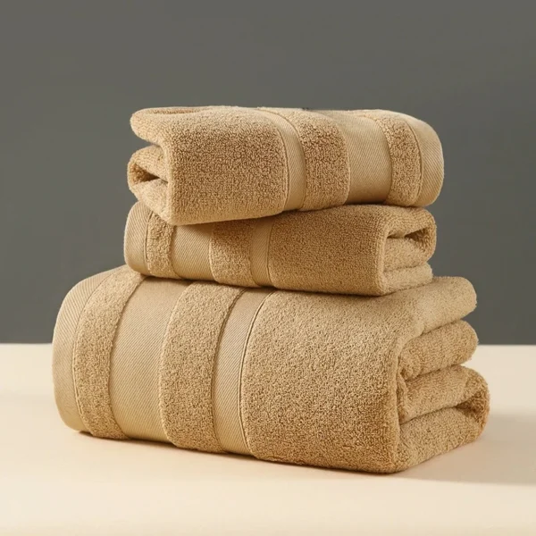 Dopamin-Handtuch-Set, Hand + Gesicht + Badetuch. Solides weißes, kaffeefarbenes, saugfähiges Strand-Talalla aus 100 % Baumwolle, 70 x 140 cm, für Hotel, Zuhause, Erwachsene, 3 Stück 2