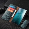 Magnetische Echtes Leder Haut Flip Brieftasche Buch Telefon Fall Abdeckung Auf Für Samsung Galaxy S25 S24 S23 S22 S21 FE Plus Ultra rand 5G