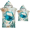 Meeresschildkröten-Badetuch, schnell trocknender Kapuzenumhang, großes Handtuch, Mikrofaser-Strandtuch, Neoprenanzug, Eltern-Kind-Poncho für Erwachsene, Bademantel 6