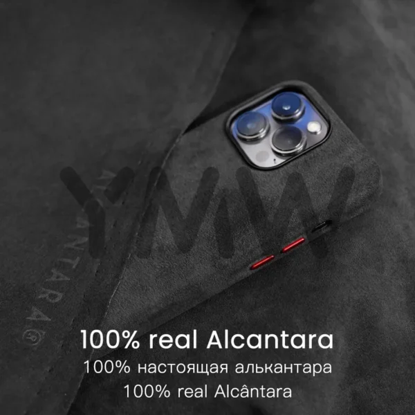 Magnetische ALCANTARA Hülle für iPhone 16 Pro Max 15 14 13 12 Mini Luxus Kunstleder Supercar Wildleder Handyhüllen Cover 2