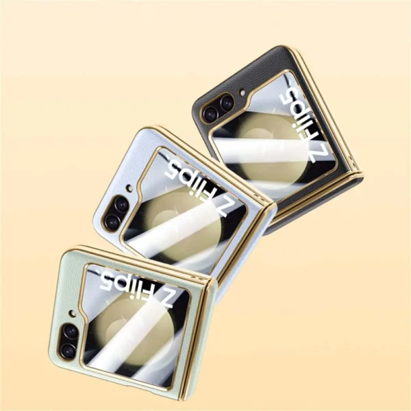 Für Samsung Galaxy Z Flip 5 6 Luxus Überzug Reinem Leder Scharnier Telefon Fall Für Samsung Z Flip 5 Flip 6 objektiv Schutz Zurück Abdeckung 6
