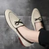 Herren-Freizeitschuhe mit Schleife, trendige Party- und Hochzeits-Loafer, Mokassins, echtes Wildleder, Herren-Fahr-Flats, Slip-on 5