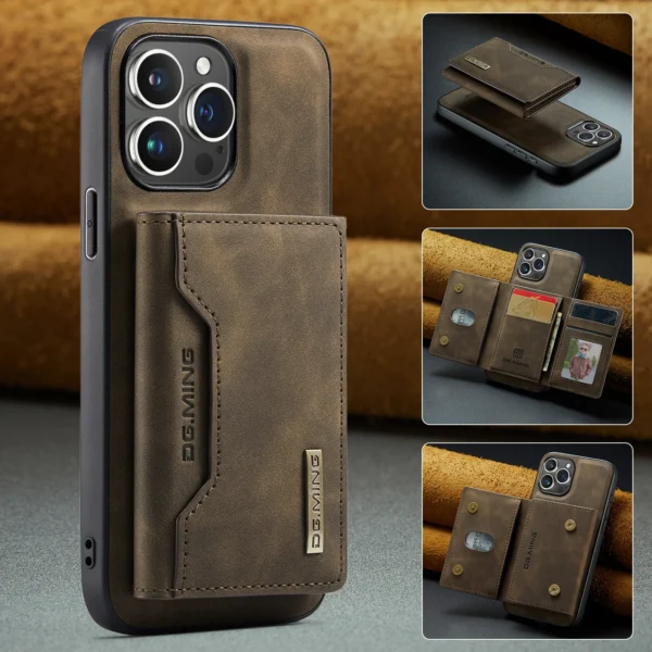 Abnehmbare 2-in-1-Brieftaschenhülle mit Kartenhalter für iPhone 13 Mini 16E 16 15 Plus 14 13 12 Pro Max XS XR, stoßfeste Lederhülle