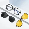 COHK Metall 3 In 1 Neue Stil Klapp Magnet Clip Auf Brillengestell Trend Polarisierte Sonnenbrille Männer Optische Computer Brillen UV400 5