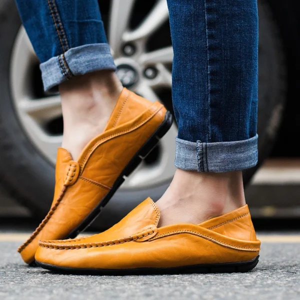 Sommer Mode Männer Müßiggänger Italienischen Casual Luxus Marke Männer Schuhe Aus Echtem Leder Mokassins Licht Atmungsaktive Slip auf Boot Schuhe 4