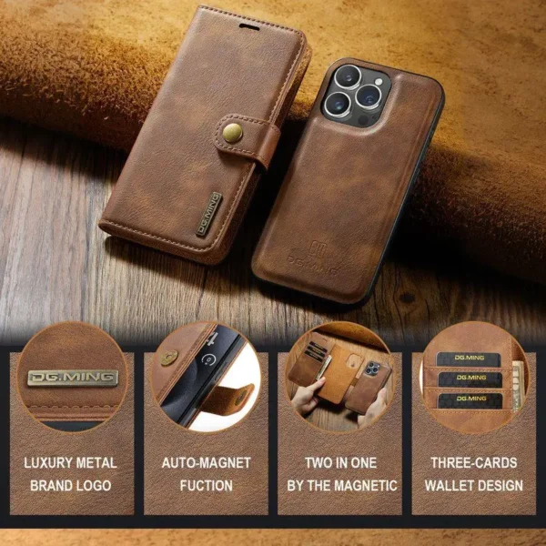 Retro-Klapphülle für Apple iPhone 16, 15, 14 Plus, 13 Pro, 12 Mini, XS Max, XR, 7, 8, SE, abnehmbare Rückseite, integrierter Magnet 2