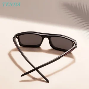 TR90 Männer Frauen Rechteck Vollrand Brille mit Federscharnier Magnetische Clip-On Polarisierte Sonnenbrille für verschreibungspflichtige Gläser