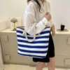 Die neuen Modehandtaschen 2025, Damen-Tragetaschen aus Segeltuch, Damen-Design, Geldbörsen für Damen, Strandtasche, gestreifte Tasche 6
