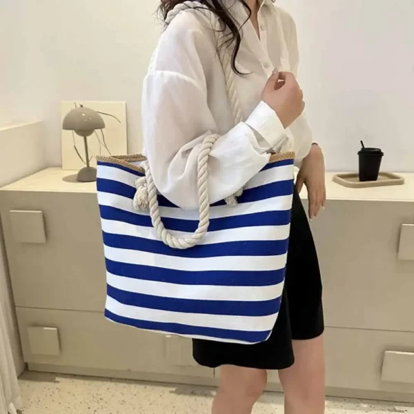 Die neuen Modehandtaschen 2025, Damen-Tragetaschen aus Segeltuch, Damen-Design, Geldbörsen für Damen, Strandtasche, gestreifte Tasche 6