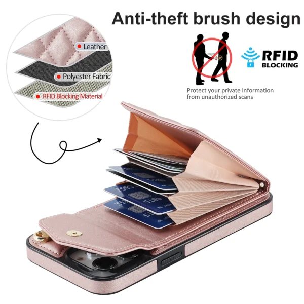 Crossbody Lanyard Ringhalter Ledertasche für iPhone 13 14 15 16 Pro Max 12 11 XS Max XS 8 7 Plus Multi-Kartensteckplatz Wallet Cover 5