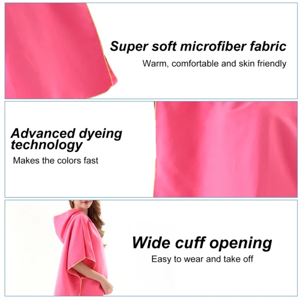 Surf-Poncho, Wickeltuch mit Kapuze, Mikrofaser-Stranddecke, Badetuch, Schwimmtuch, Neoprenanzug, Strandponcho für Erwachsene 5