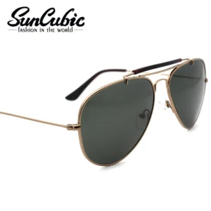 SunCubic Herren-Sonnenbrille, klassischer UV-Schutz, Metall, Gold, Gra, Vintage-Brille, Oculos De Sol, zum Einkaufen, Reisen, MST112