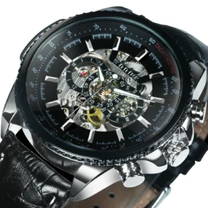 Militäruhr für Herren, Skelett, automatische mechanische Armbanduhr, Top-Marke, Luxus, 2021, Silber, Gold, Leder, relógio masculino