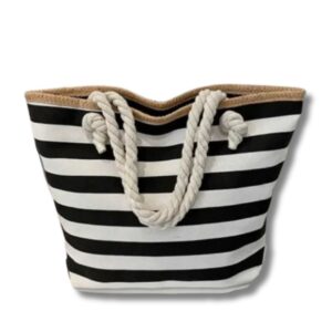 Modische Damen-Tragetasche aus Segeltuch im Streifen-Design