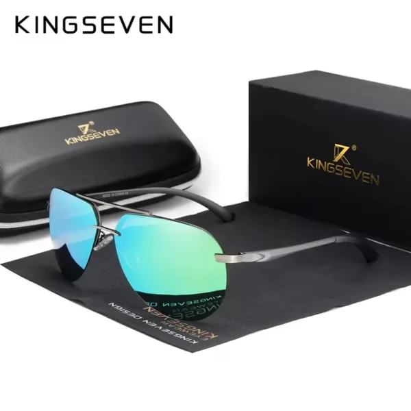 KINGSEVEN Aluminium Magnesium Polarisierte Randlose Linse Sonnenbrille Für Männer High Definition Retro Frauen Brillen Oculos de sol