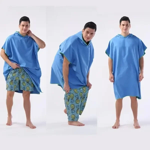 Surf-Poncho, Wickeltuch, Kapuzenmantel, Mikrofaser, Stranddecke, Badetuch, Badehandtuch, Neoprenanzug, Strandponcho für Erwachsene 4