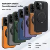 Für iPhone 16e/16 Pro Max 15 14 Plus 13 12 Handyhülle Magnetisches Metall 360 Ständer Luxus Nähte Leder stoßfeste Abdeckung 5