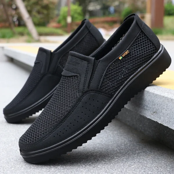Atmungsaktive Slip-On-Freizeitschuhe für Herren – leichte Low-Top-Walking-Sneaker für Outdoor, Angeln, Park und Training, braunes Netzgewebe, Gummisohle, kariert für alle Jahreszeiten, Outdoor-Schuhe |   Low-Top-Schuhe |   Obermaterial aus Stoff 2