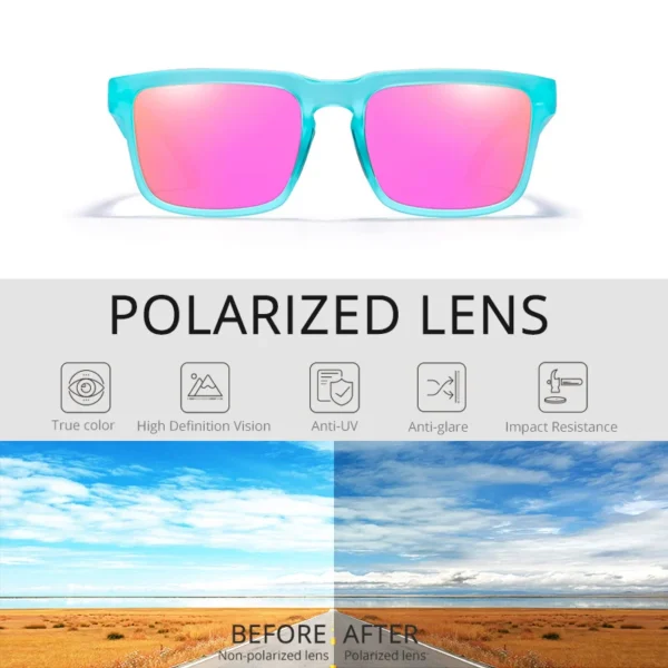 2024 Hochwertige Kdeam-polarisierte Sonnenbrille für Männer und Frauen, modisch, Unisex, Marke, beliebt, trendig, Outdoor-Brille, rote Linse 2